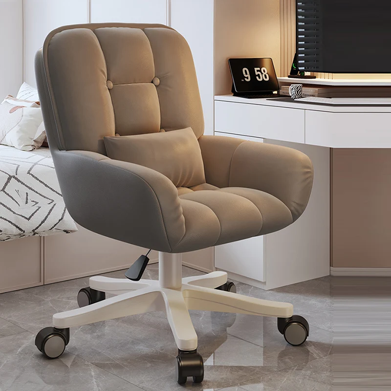 Modern Minimalist Velvet PU Leather & Nylon Square Desk Chair With Adjustable Height For Home Office