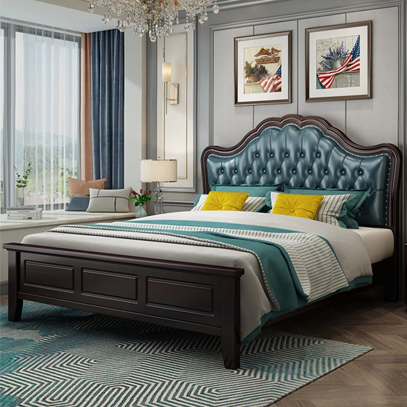 Victorian Standard Bed with Nailhead Trim and Button-tufted Headboard