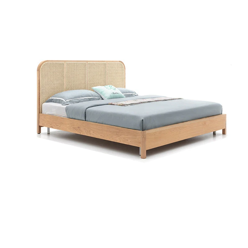 Wicker & Rattan Standard Bed Tropical Bed Frame With Custom Gold Legs
