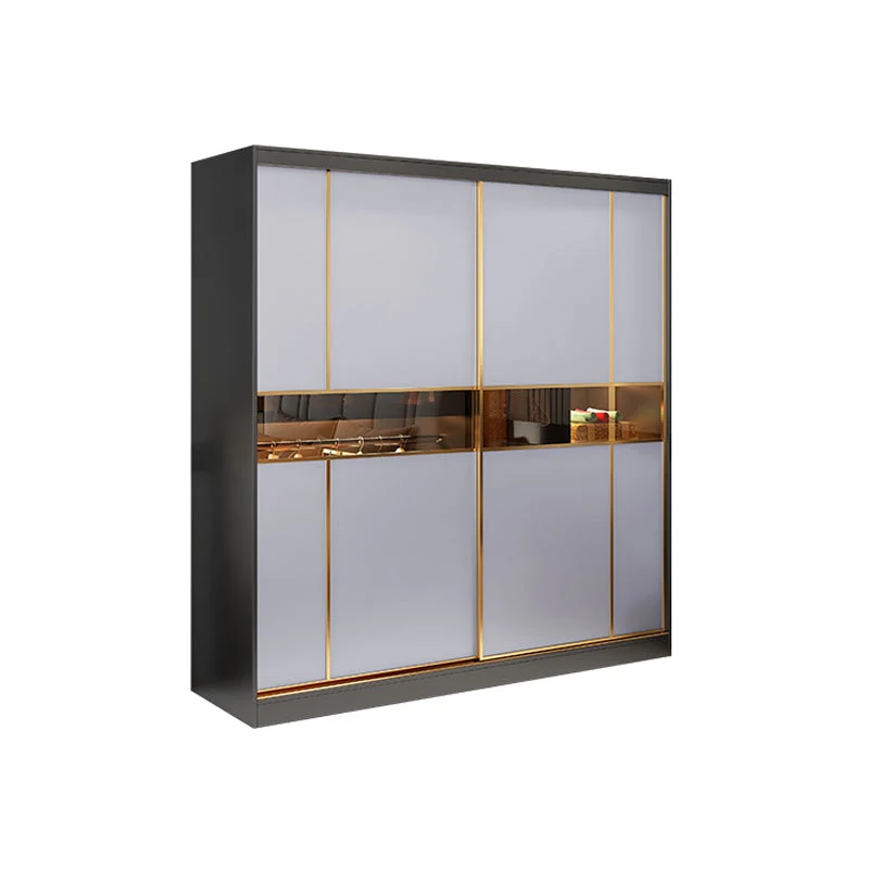 Engineered Wood Wardrobe Cabinet Contemporary Grey Wardrobe Armoire