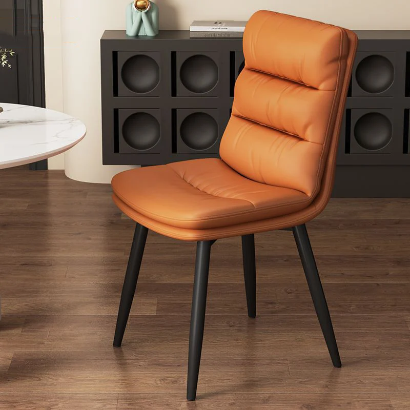 Contemporary Luxury Square PU Leather Upholstered Carbon Steel Dining Chair Backrest For Dining Room