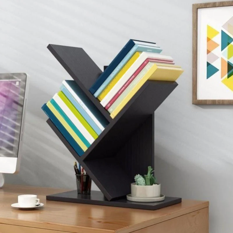 Closed Back Contemporary Style Bookshelf Wood Bookcase for Home