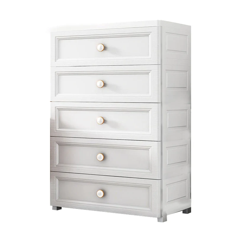 Plastic Contemporary Bedroom Cabinet Matte Finish Storage Cabinet with Drawers