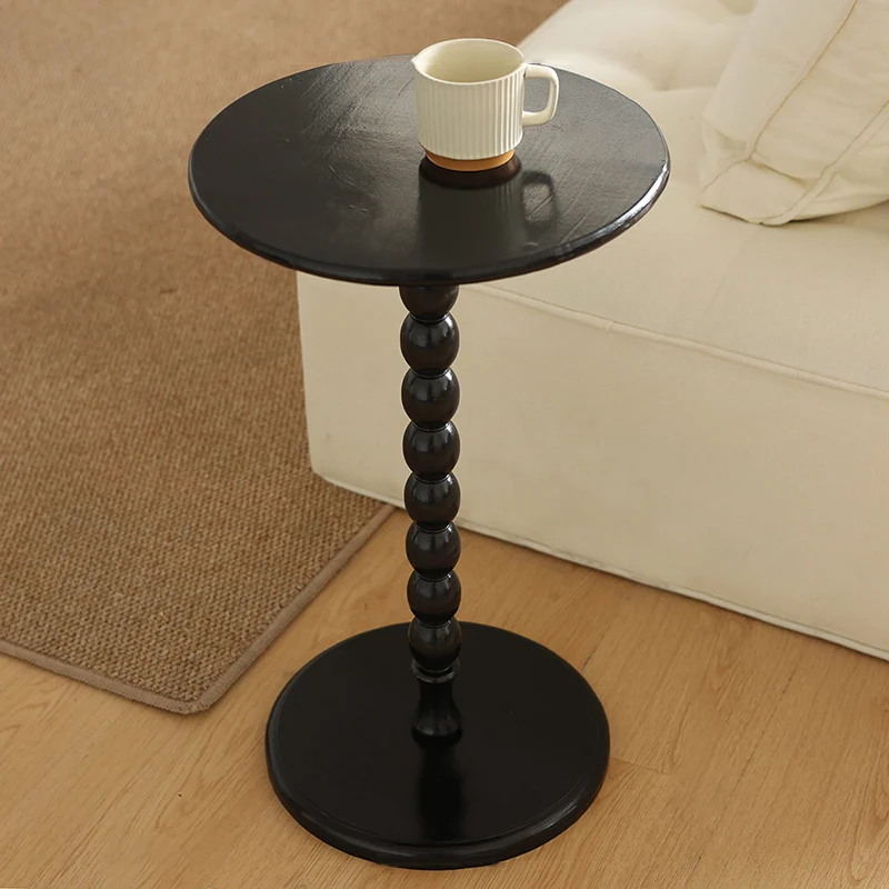 Traditional French Round Table Beech Wood MDF Side Table 1-Leg For Living Room