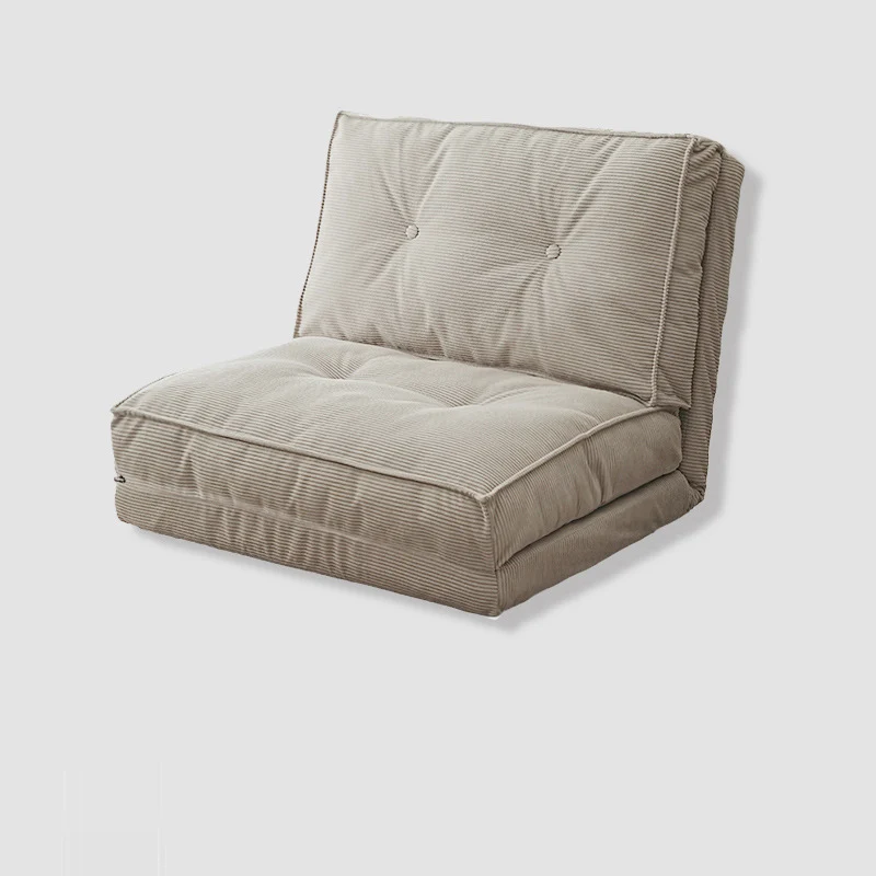 Contemporary Scandinavian Corduroy & Cotton Iron Tofu-Style Foldable Lazy Sofa With Backrest For Living Room & Bedroom
