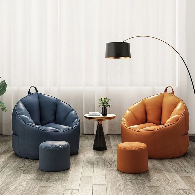 Contemporary Nordic Synthetic Fabric EPS Bean Bag Lazy Sofa With Backrest & Footrest For Living Room & Bedroom