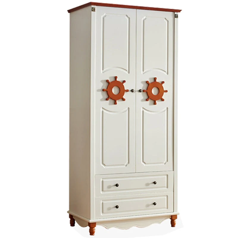 Hinged Wooden Wardrobe Cabinet with Legs Coastal Wardrobe Armoire