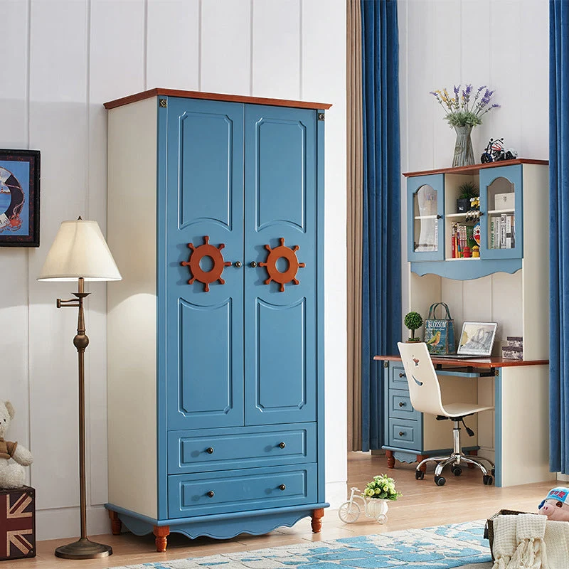 Hinged Wardrobe Cabinet with Legs Coastal Wooden Wardrobe Armoire