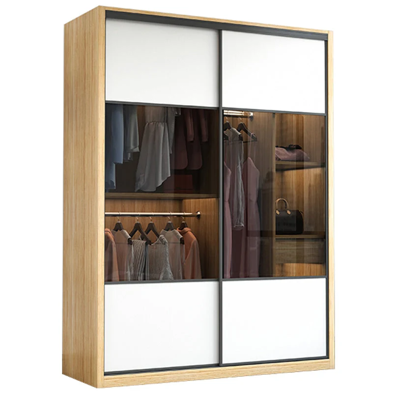 Sliding Wardrobe Closet Engineered Wood Wardrobe Armoire for Bedroom