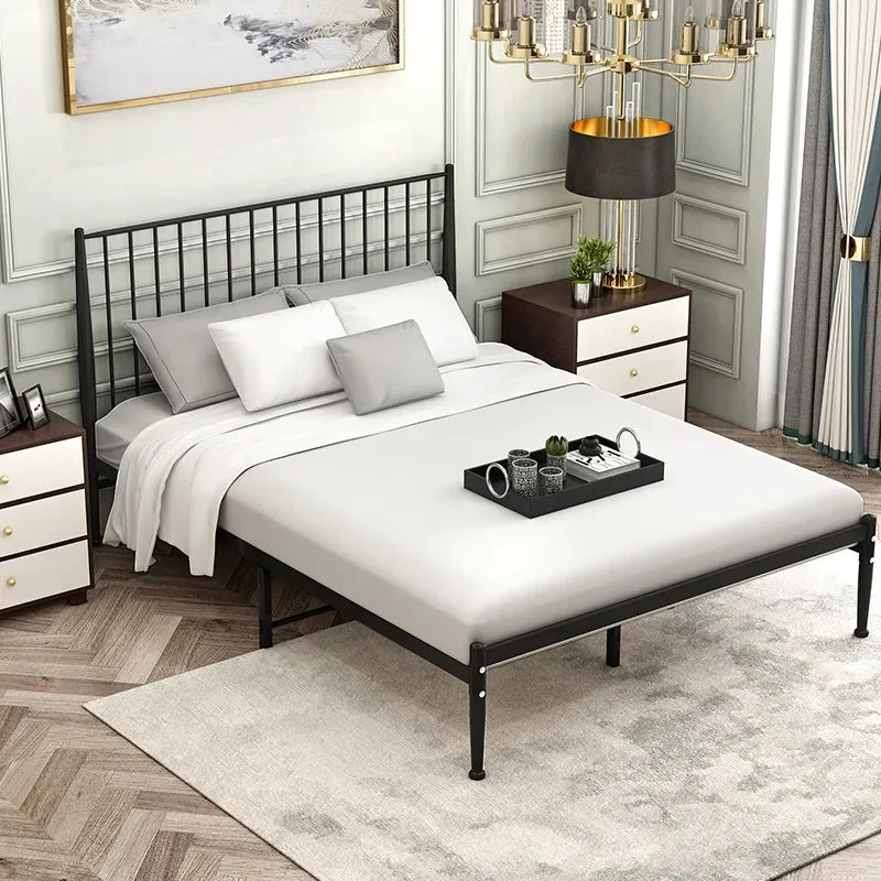 Industrial Slat Bed Rectangular Standard Bed with Custom Gold Leg