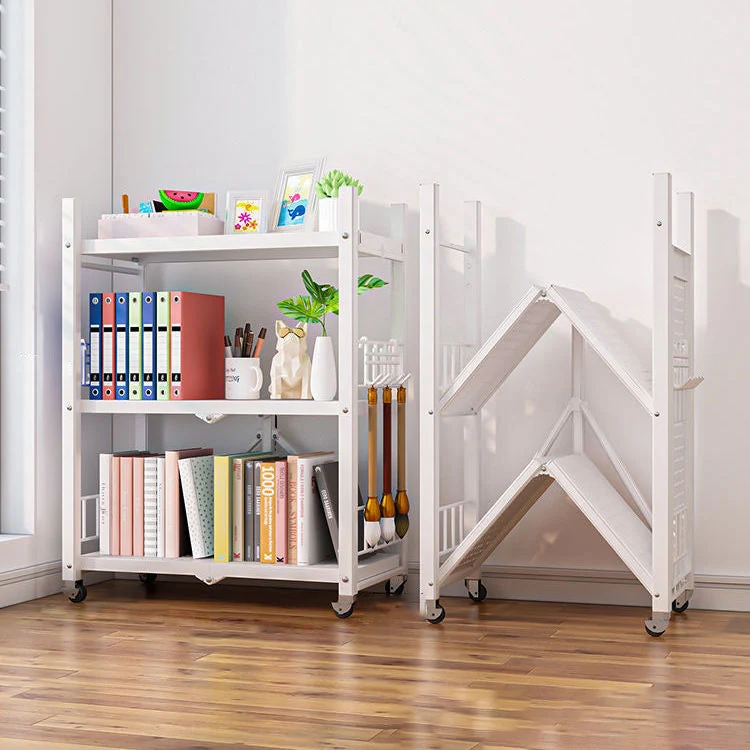 Modern Style Bookshelf Metal Open Back Folding Bookcase for Office
