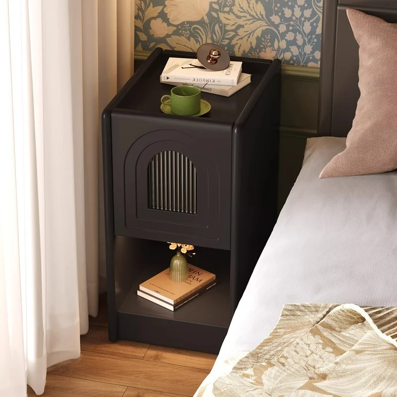 Traditional Vintage Rectangular Rubberwood Nightstand 1-Drawer Storage Cabinet For Bedroom