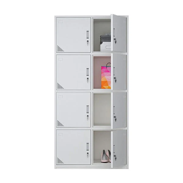 Modern Style Gray Storage Cabinet with Hinged Doors Metal Cabinet for Bathroom