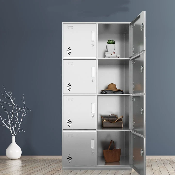 Chrome Metal Storage Cabinet Contemporary Cabinet with Hinged Doors