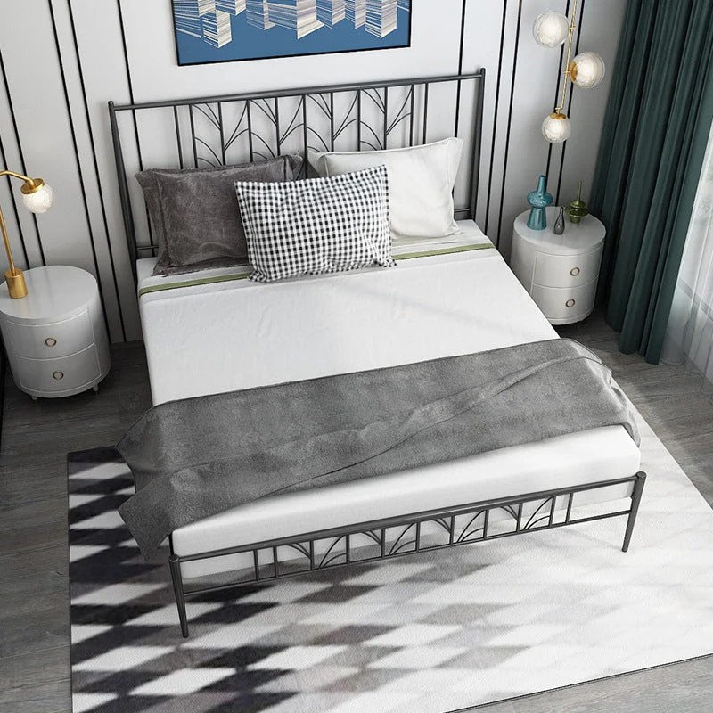 Gold and Black Bed Frame Iron Open-Frame Bed with Custom Gold Legs