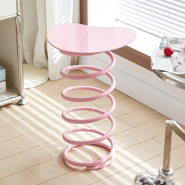 Contemporary Creative Spring Shape Full Iron Side Table 1 - Tier For Living Room