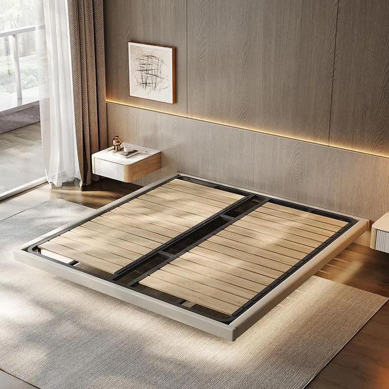 Beige Platform Bed Contemporary Platform Bed Frame Wood and Upholstered