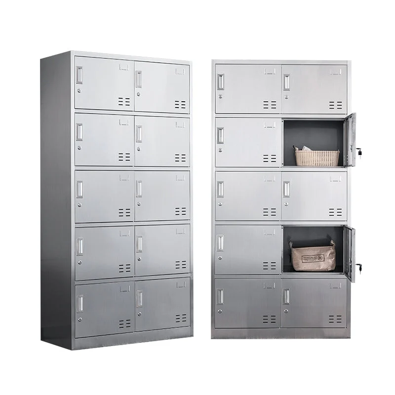 Modern Hinged Door Storage Cabinet Chrome Metal Armoire for Bathroom