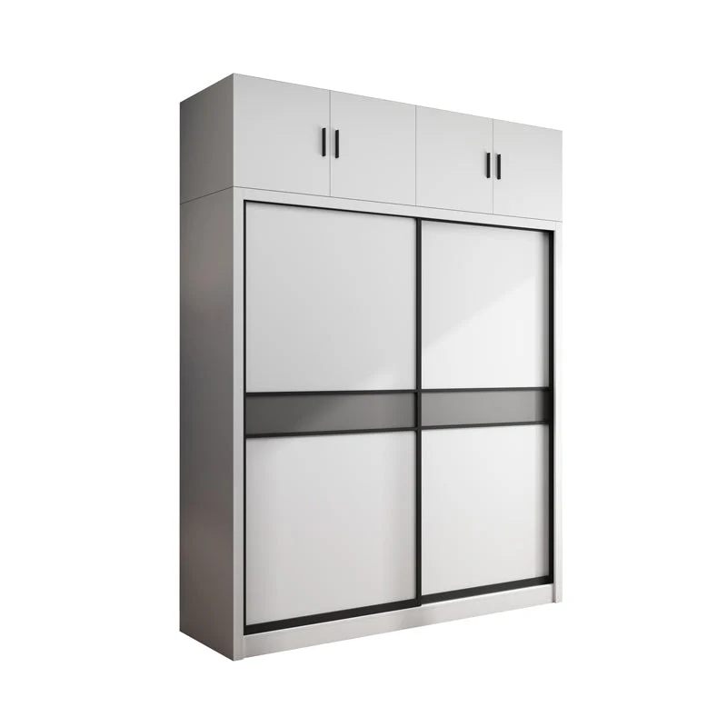 White Modern Wardrobe Armoire Engineered Wood Sliding Door Wardrobe with Drawer