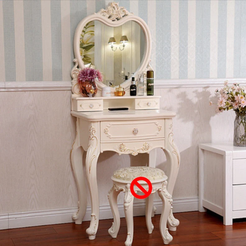 Victorian Bedroom With Drawer Mirror Solid Wood Makeup Vanity Set