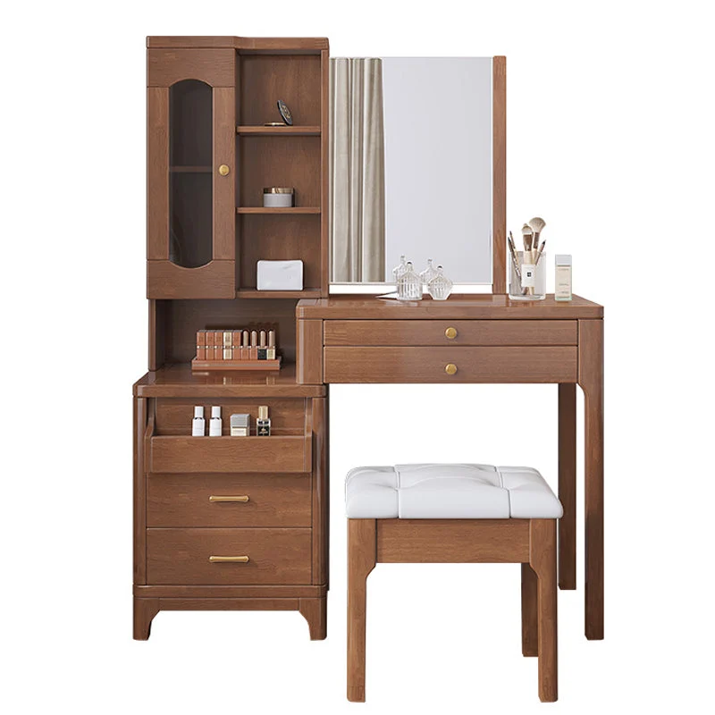 Glam Vanity Dressing Table Set Wooden Makeup Vanity Set for Bedroom