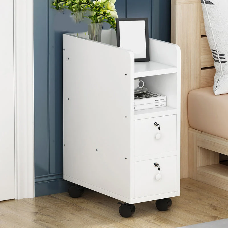 2 Drawers Bed Nightstand Contemporary Wooden Night Table for Bedoom