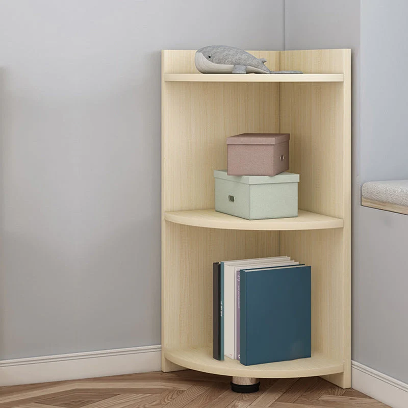Modern Corner Closed Back Shelf Bookcase Engineered Wood Bookshelf with Cabinets