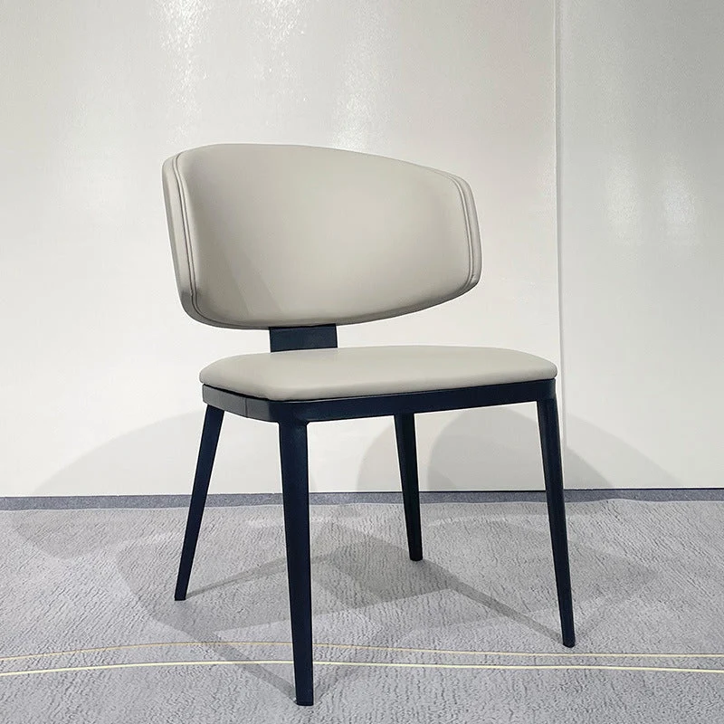 Modern Luxury Curved Square Faux Leather Carbon Steel Dining Chair Backrest Armless For Dining Room