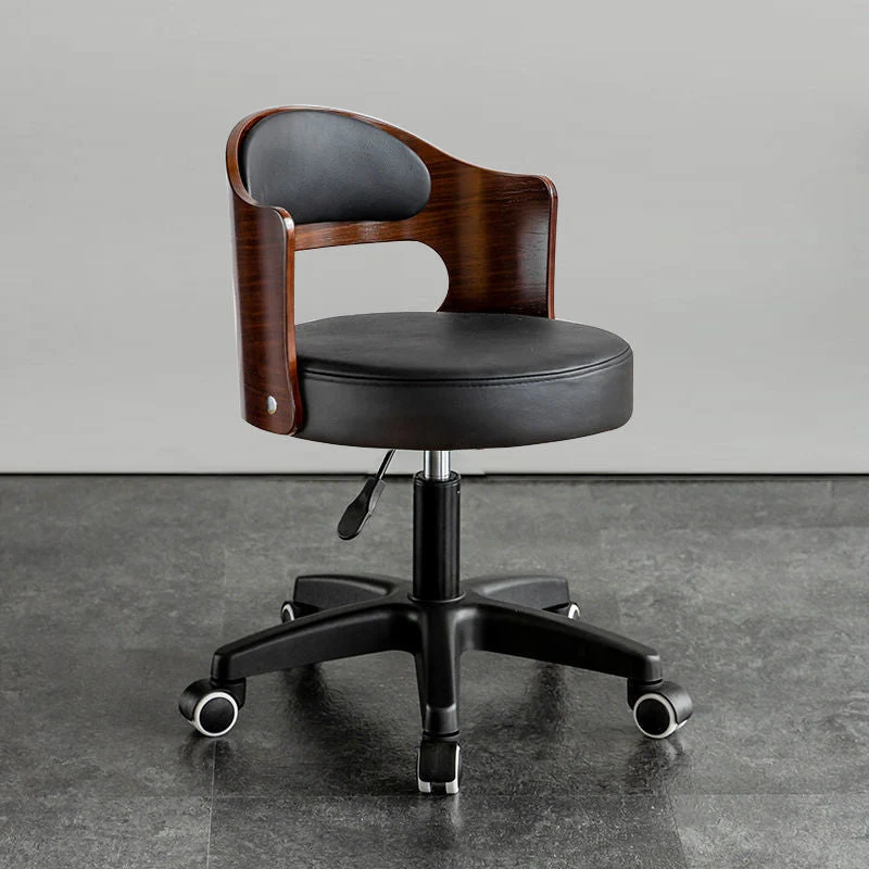 Modern Minimalist Round Upholstered PU Leather Synthetic Fabric Steel Bar Stool Curved Backrest For Dining Room