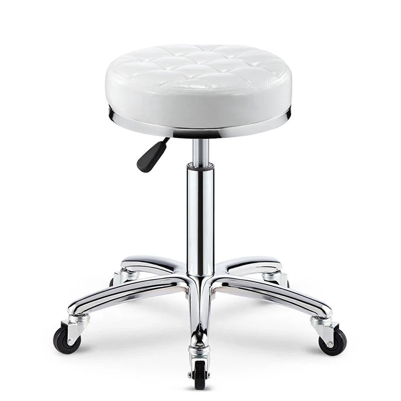 Modern Simplicity Faux Leather Sponge Plastic Steel Round Checked Pattern Bar Stool Adjustable For Kitchen