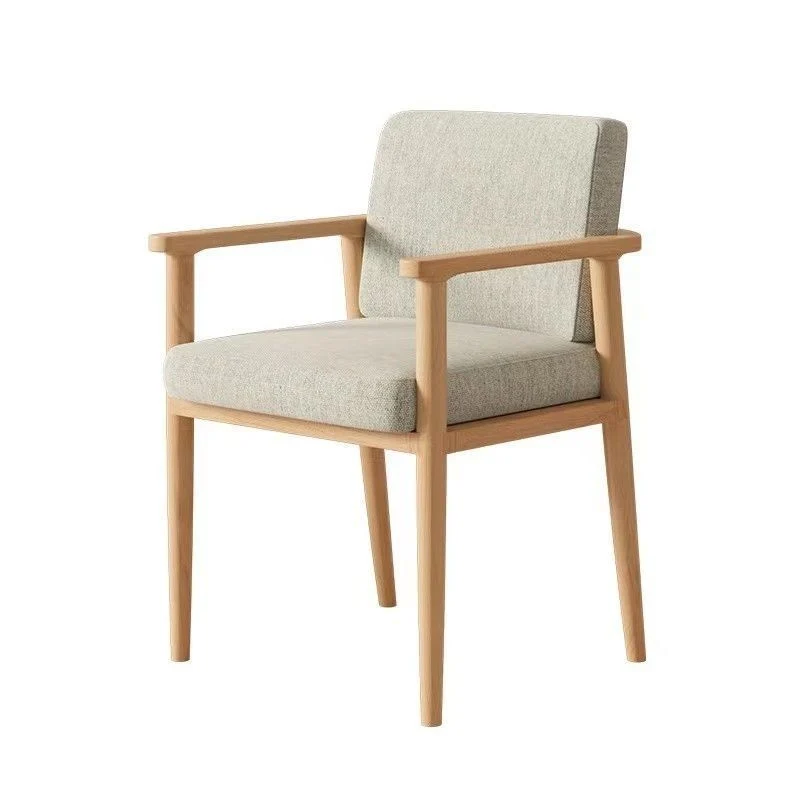Modern Luxury Square Cotton Linen Cushion Solid Wood High Resilience Sponge Dining Chair Backrest Armrest For Dining Room