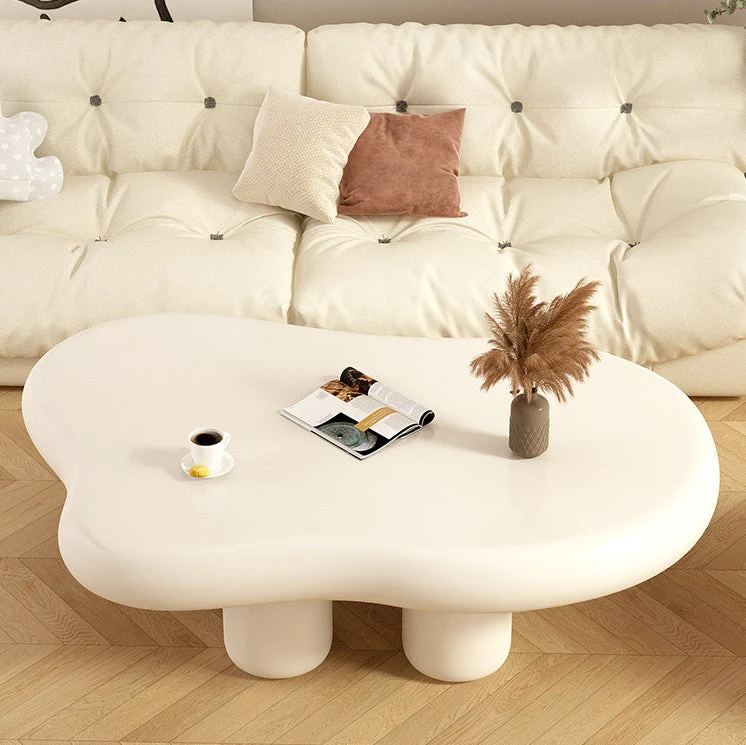Modern Minimalist Cream Clouds Fiberboard PVC Coffee Table For Living Room