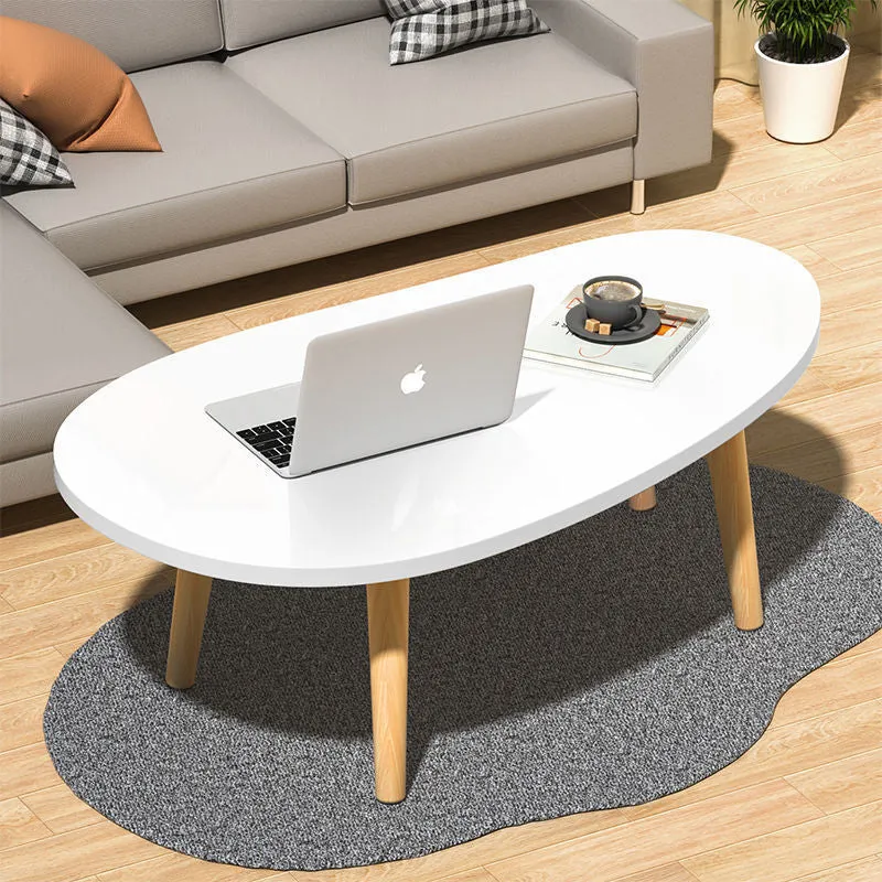Modern Minimalist Teardrop Oval MDF Solid Wood Plywood Coffee Table For Living Room