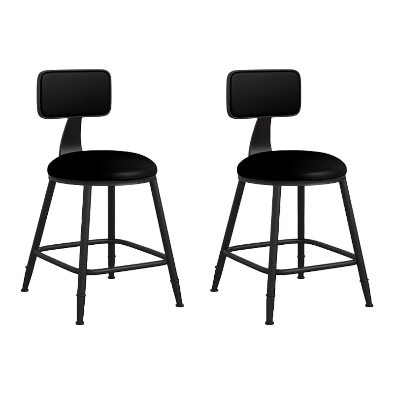 Modern Backrest Armless Counter Stool Iron Cafe Bar Stool with Leather Cushion