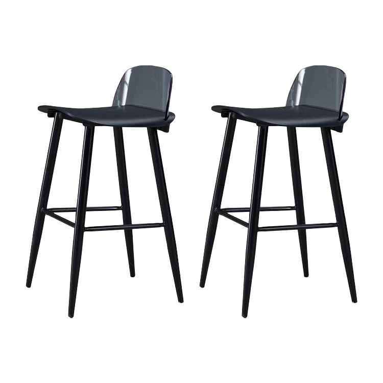 Indoor Rectangle Bar Stool Low Back Plastic Footrest Modern Counter Stool
