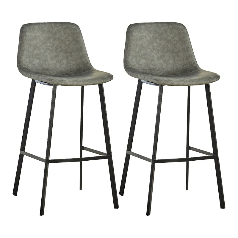 Industrial Bucket Counter Stool Leather Footrest Counter Bar Stool for Cafe