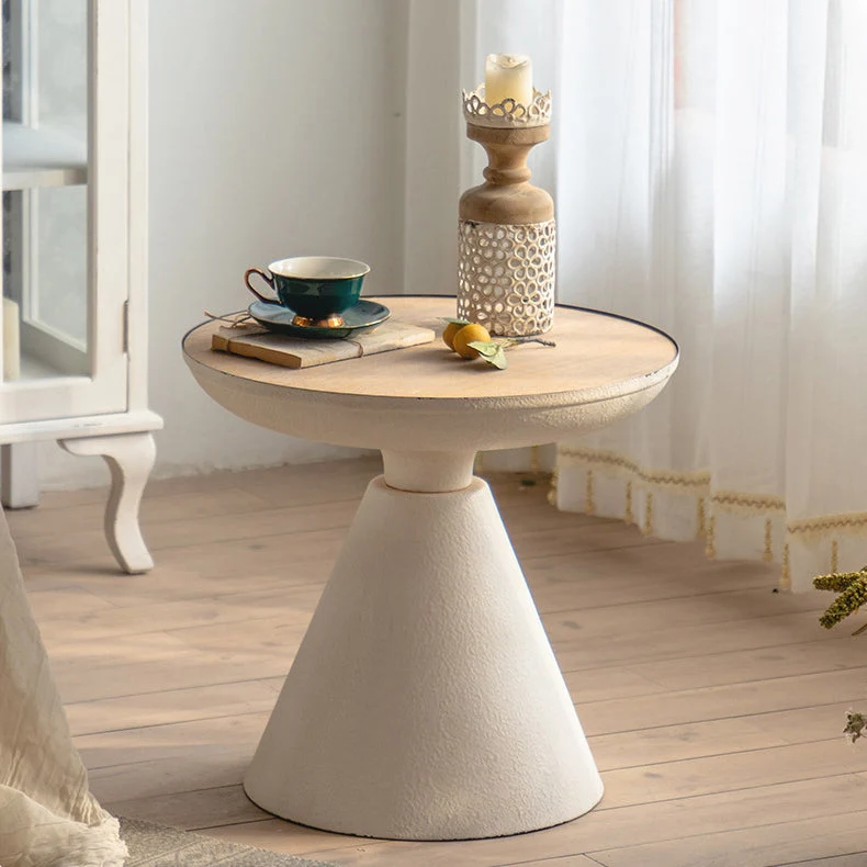 Traditional Vintage Round Cone Iron Density Plate Coffee Table For Living Room