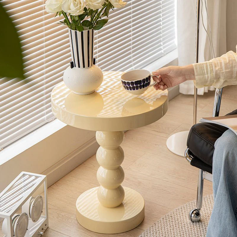 Contemporary Retro Round Gourd Base Beech Wood MDF Coffee Table For Living Room