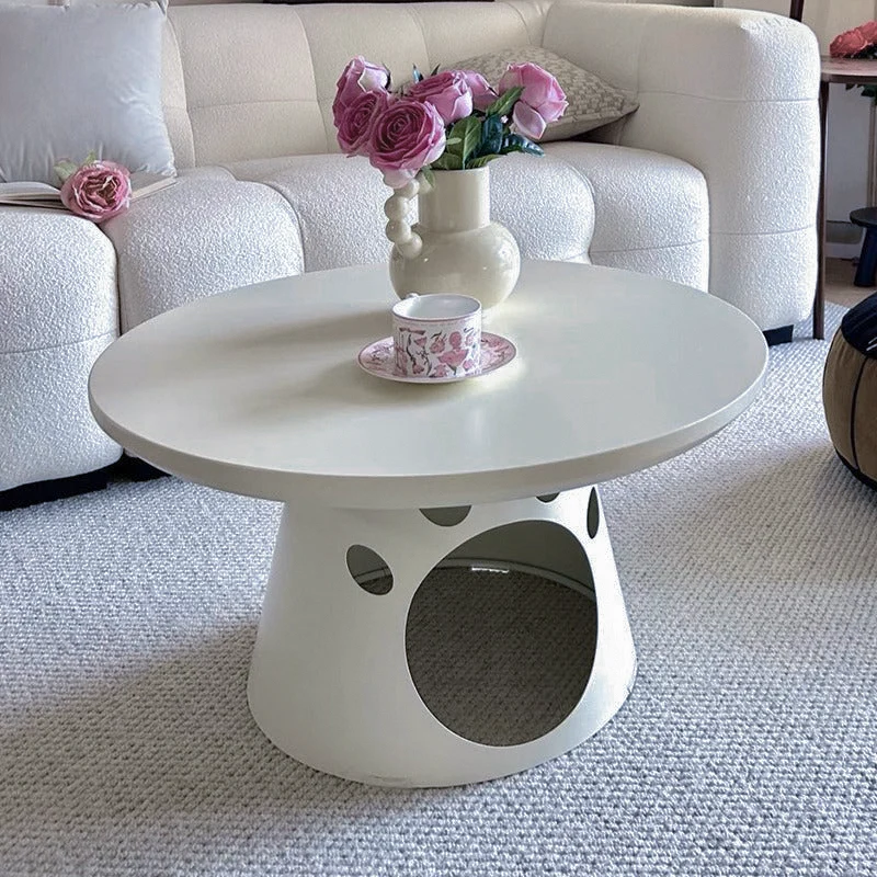 Contemporary Creative Cat's Paw Round Cone Base MDF Iron Coffee Table For Living Room