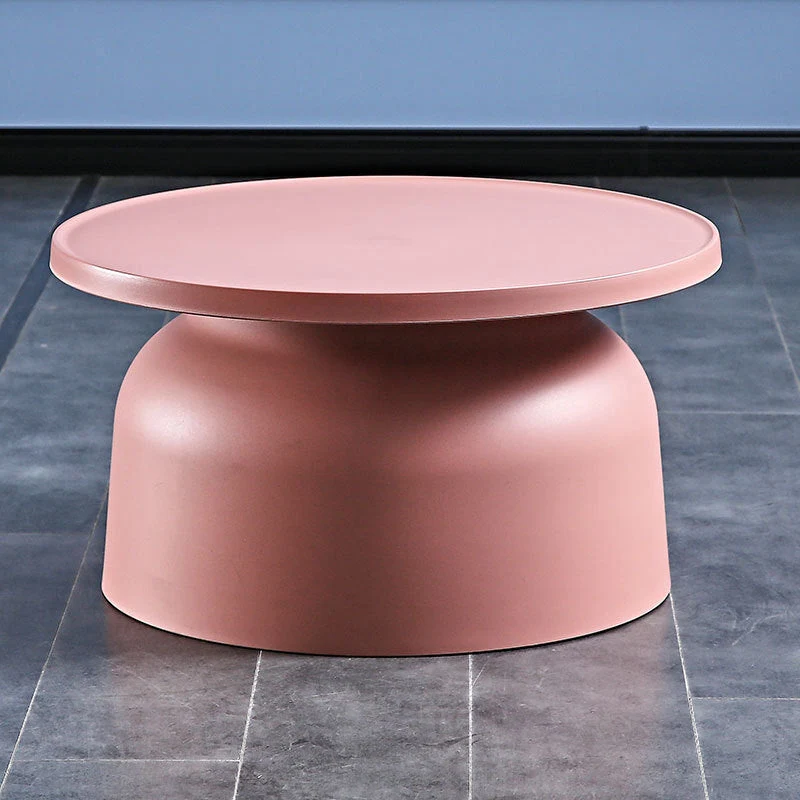 Modern Minimalist Round PP Plastic Coffee Table 1-Tier For Living Room