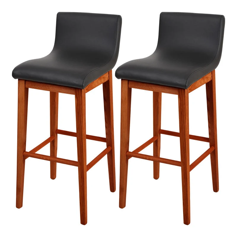 Low Back Leather Counter Stool Modern Ash Solid Wood Base Bar Stool