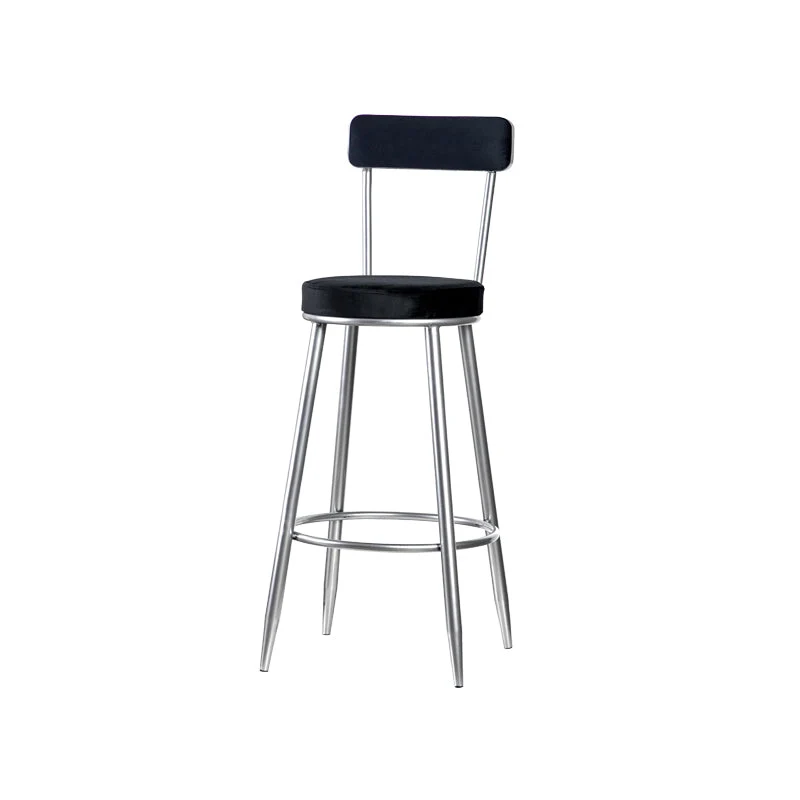 Scandinavian Iron Round Bar Stool Upholstered Velvet Counter Stool