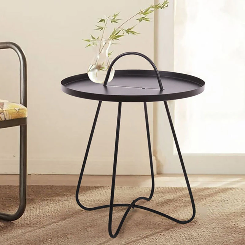 Modern Minimalist Round Iron Coffee Table 1-Tier For Living Room