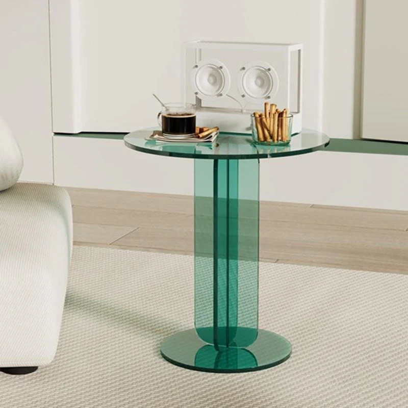 Modern Minimalist Round Acrylic Coffee Table 1-Tier For Living Room