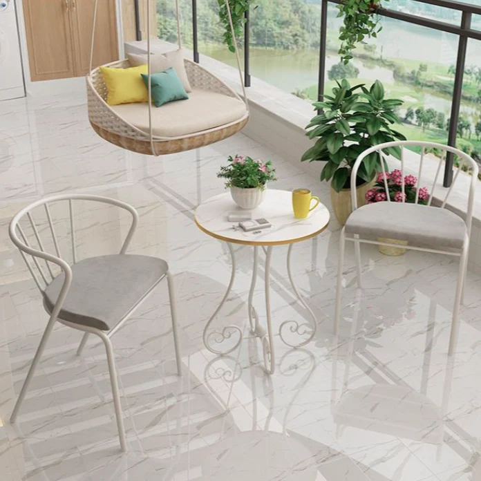 Contemporary Nordic Round Heart Base MDF Metal Coffee Table For Living Room