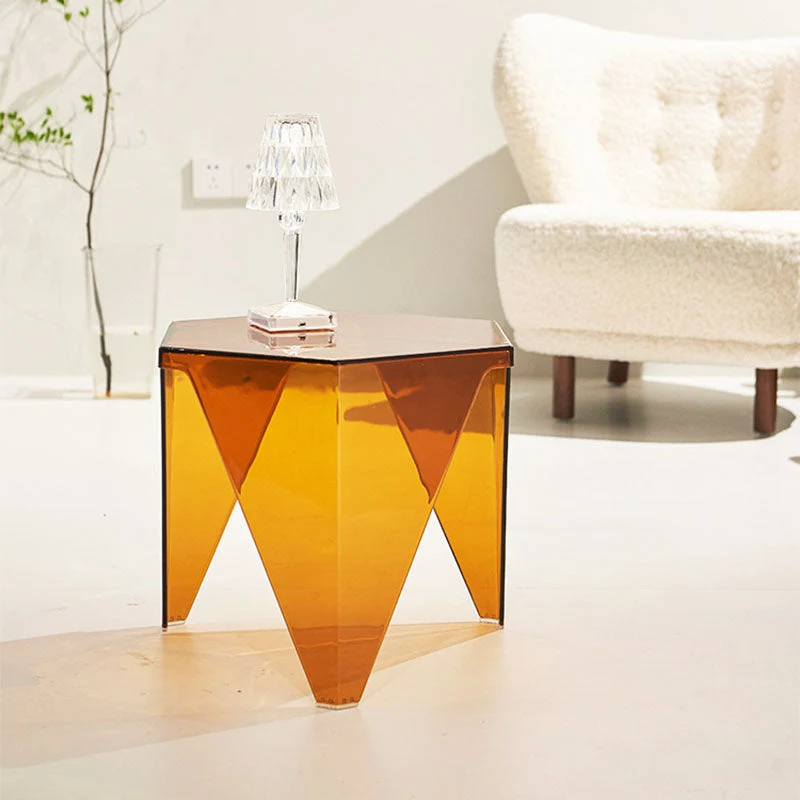 Modern Minimalist Hexagonal PC Coffee Table 1-Tier For Living Room