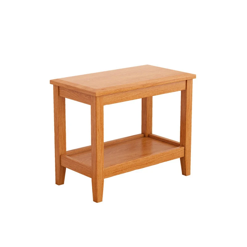 Traditional Chinese Oval Rubberwood Laminated Board Coffee Table 2-Tier For Living Room