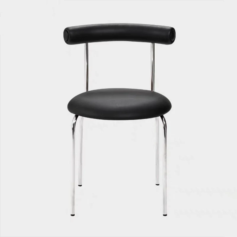 Silver Metal Legs Armless Dining Chairs Modern Faux Leather Dining Side Chair