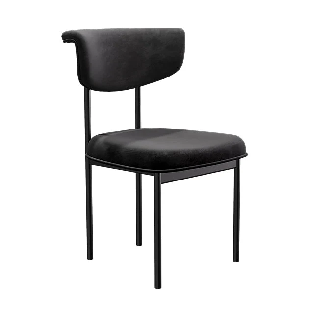 Black Iron Frame Dining Chairs Modern Armless Open Back Dining Side Chair