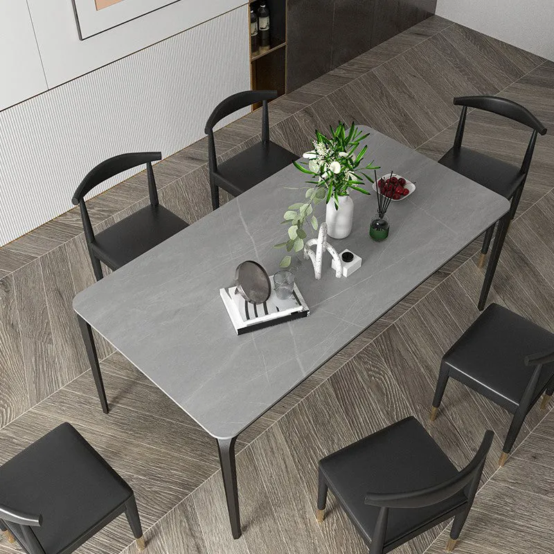 Iron and Slate Table Glam Style Home Rectangular Living Room Dining Table